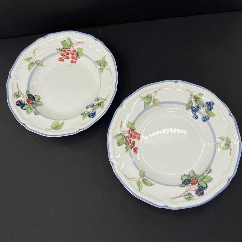 Villeroy & Boch Cottage Fine China Rimmed Soup Bowl Plate. Set of 2 - Picture 4 of 8
